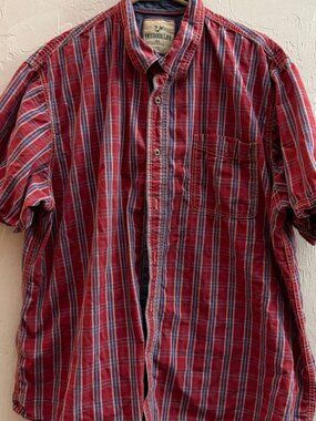 Outdoor Life Men's XXL Red Plaid 100% Cotton Short Sleeve Button-Up Shirt